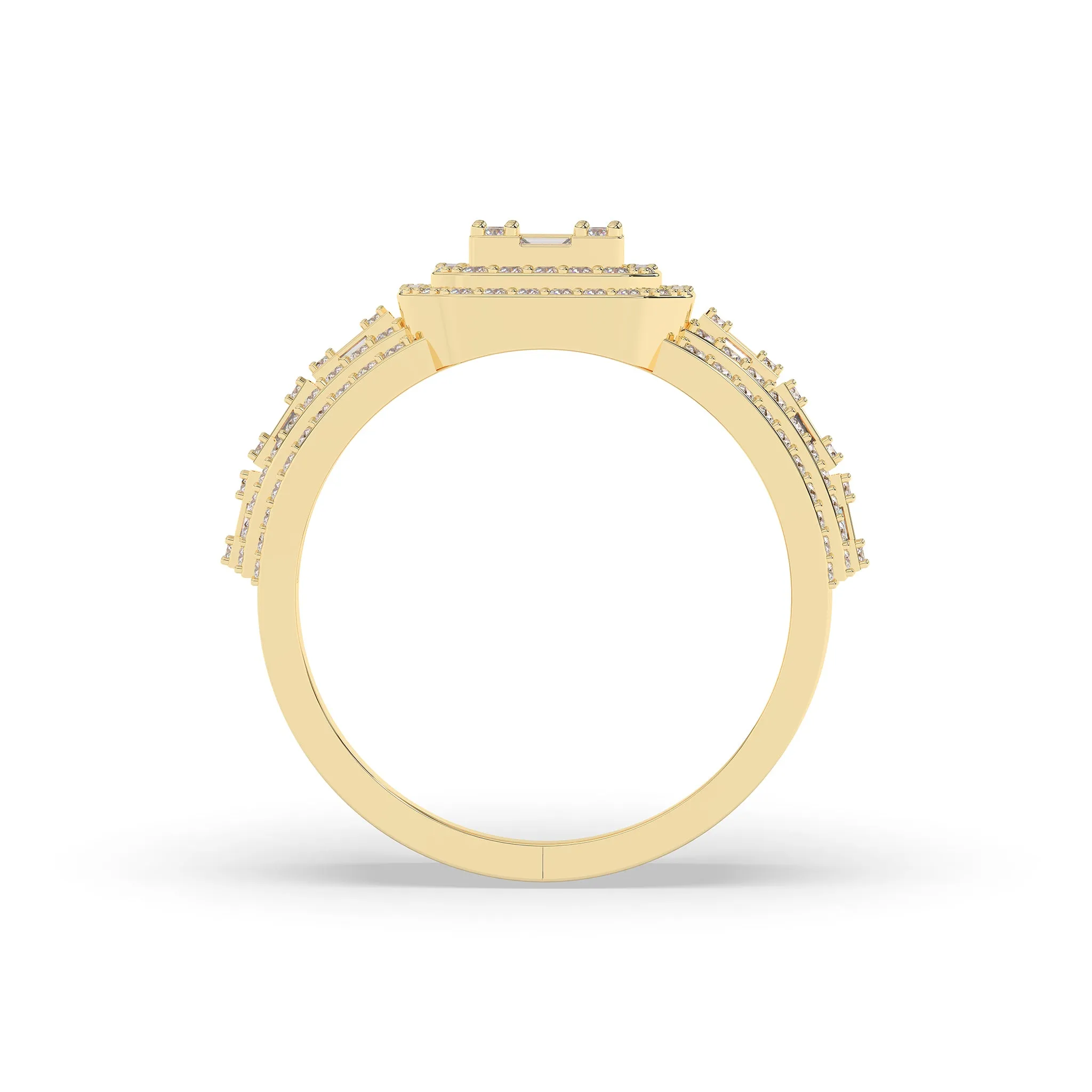 Square Shaped Band with Baguette