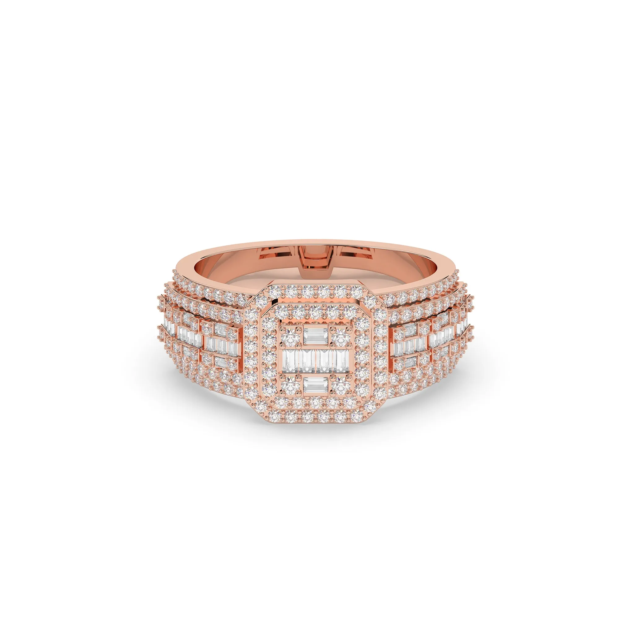 Square Shaped Band with Baguette