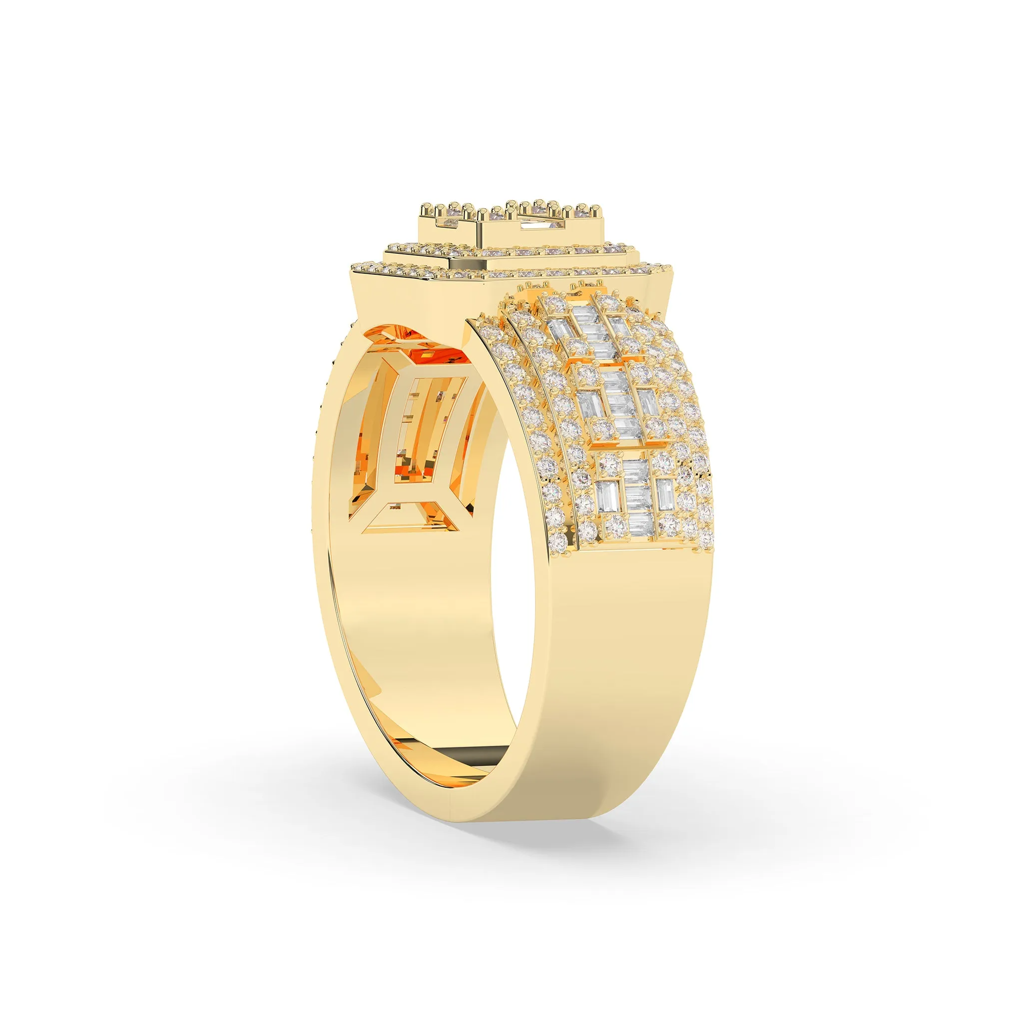 Square Shaped Band with Baguette