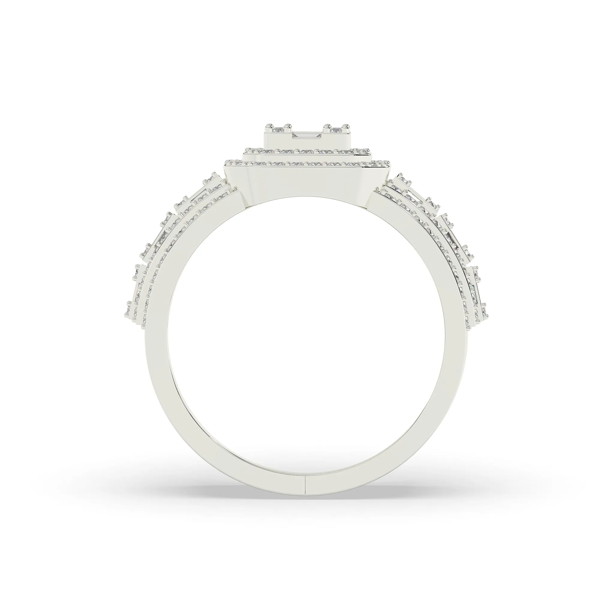 Square Shaped Band with Baguette