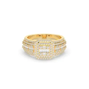 Square Shaped Band with Baguette