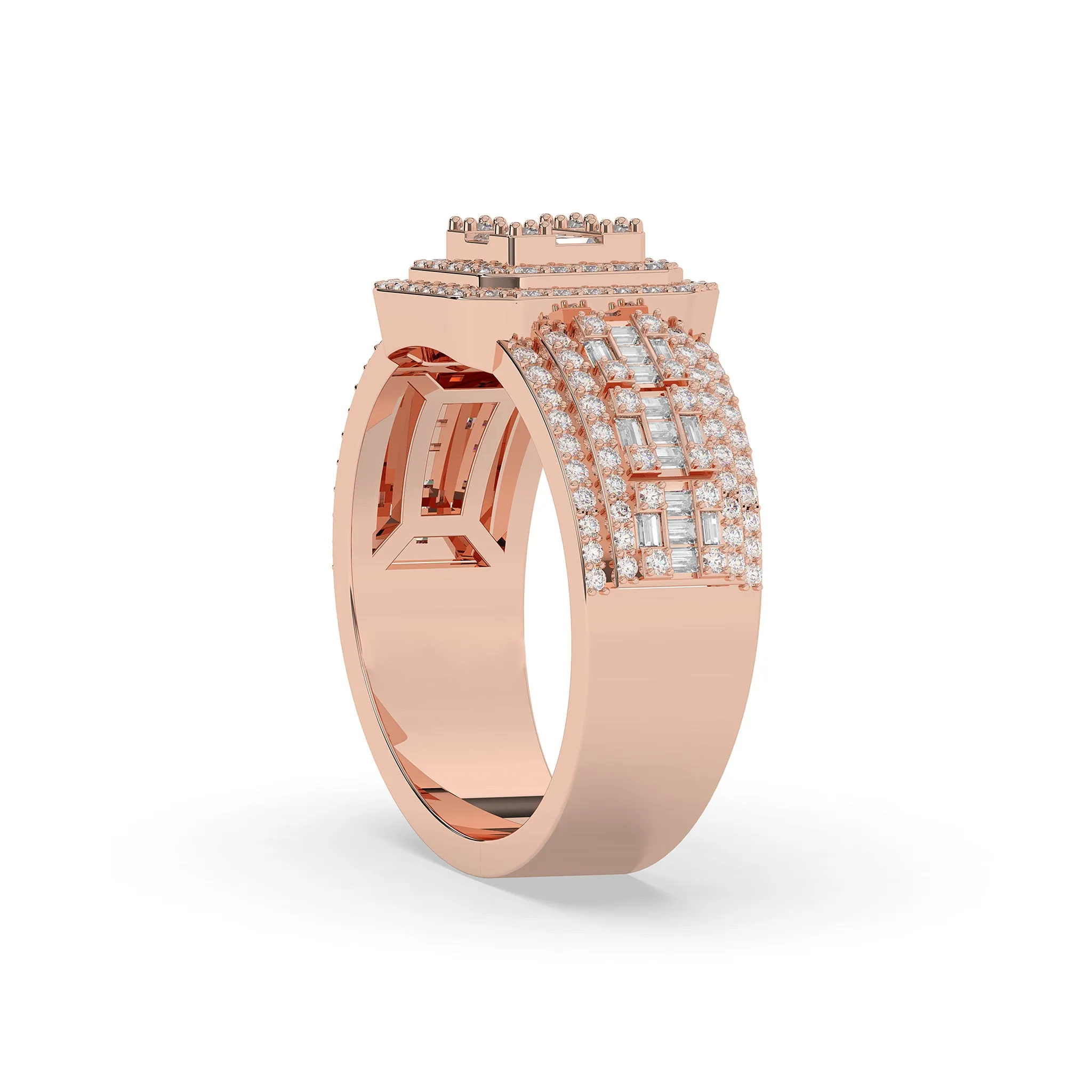 Square Shaped Band with Baguette