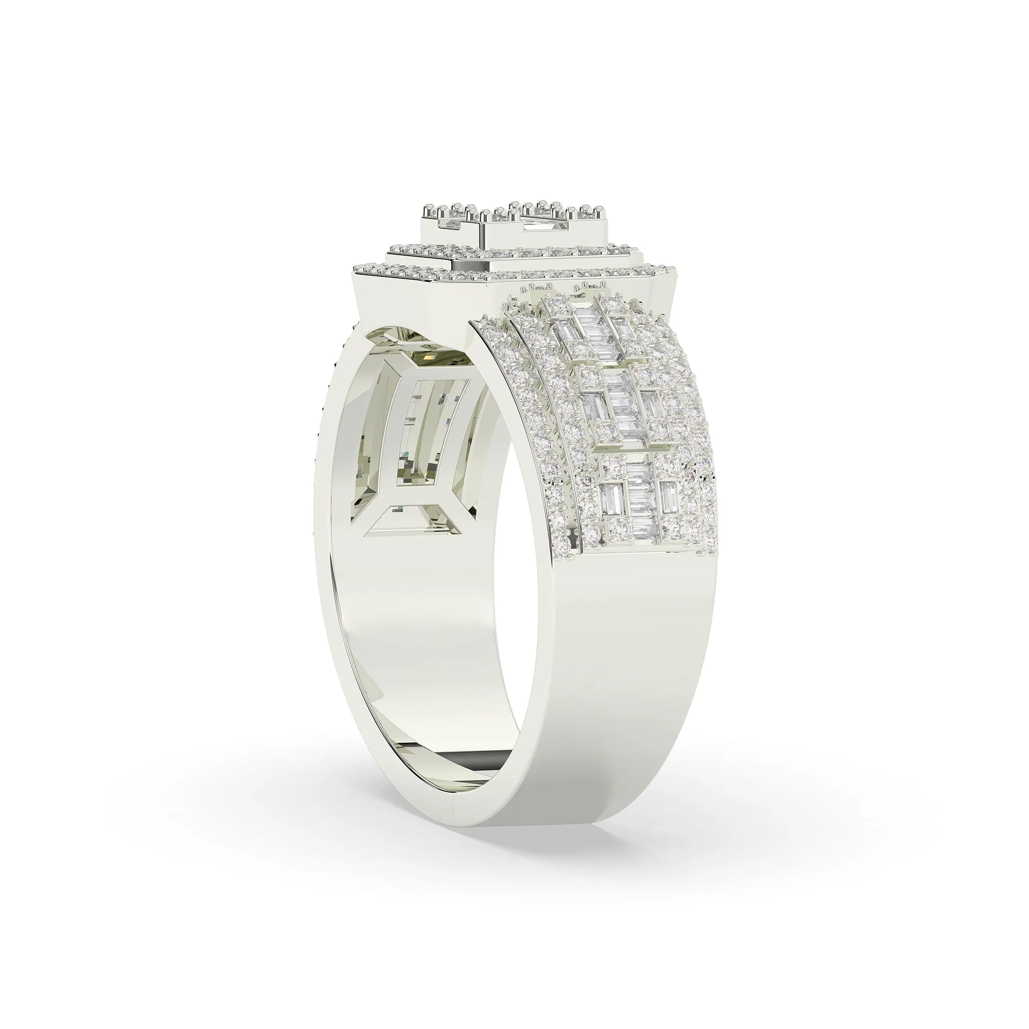 Square Shaped Band with Baguette