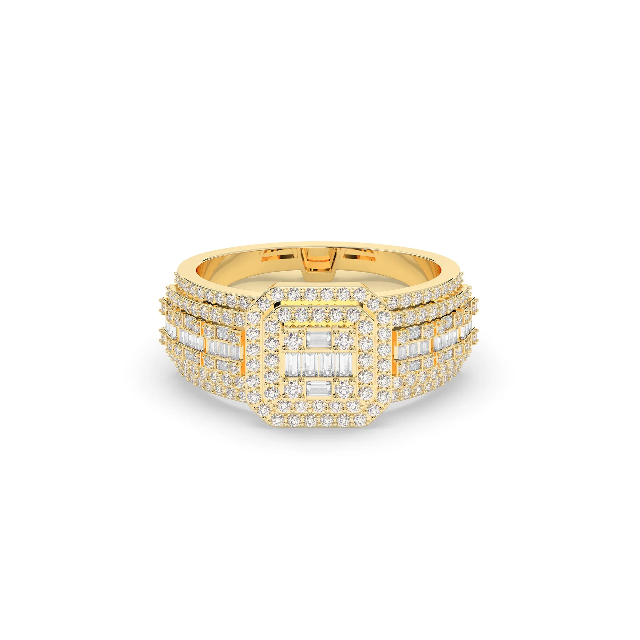 Square Shaped Band with Baguette