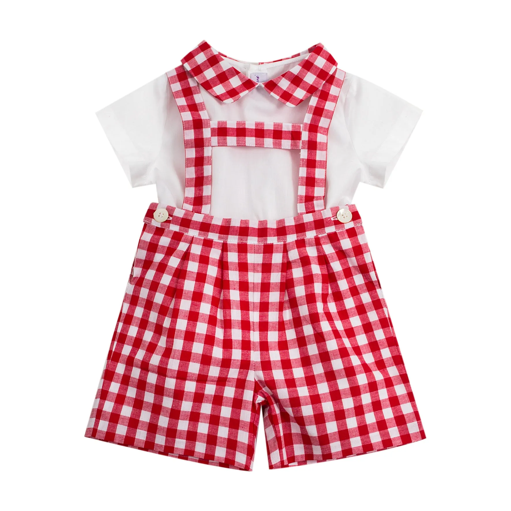 SS23 Kidiwi Clovis Red & White Gingham H-Bar Set