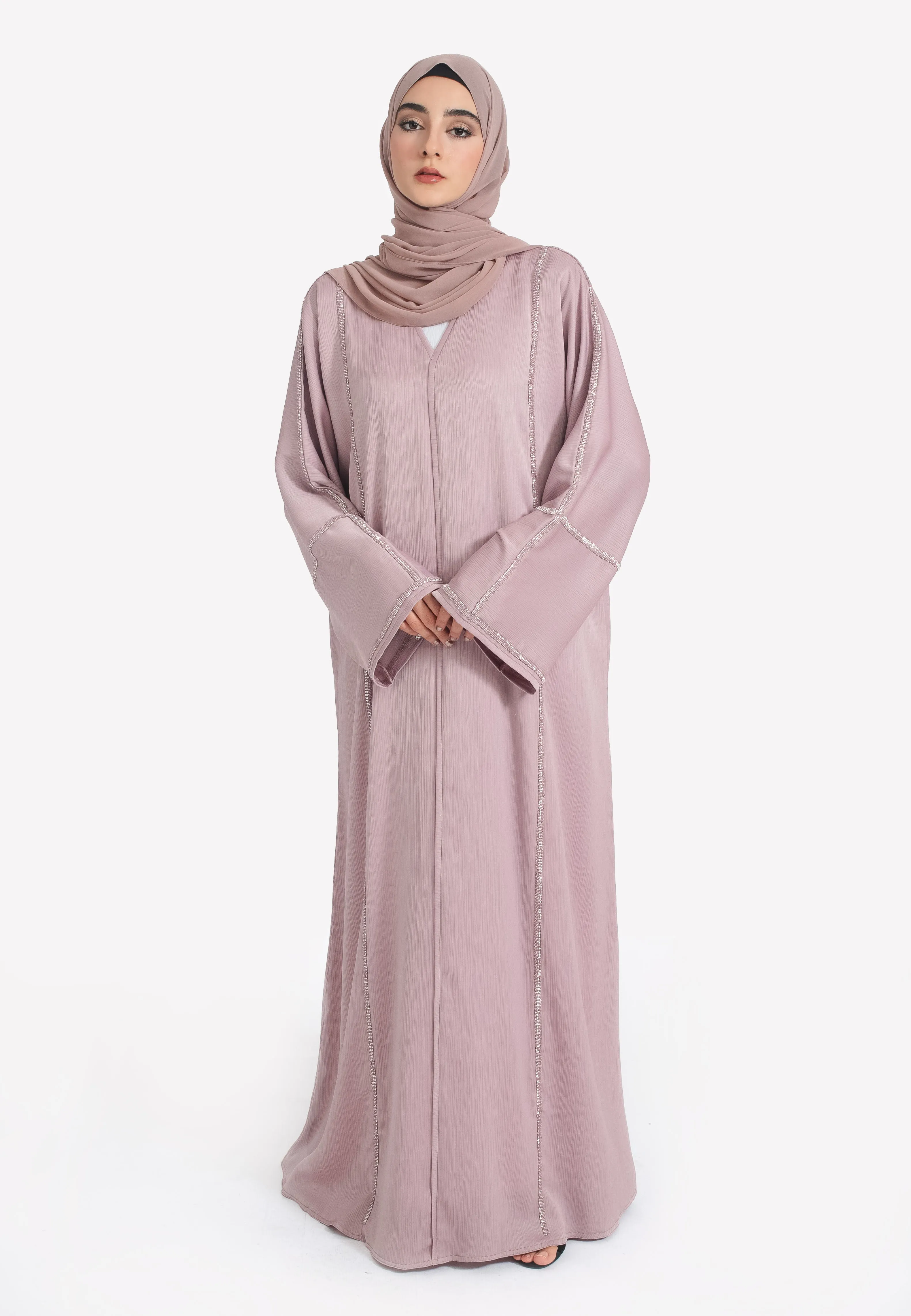 Stardust Pink Closed Embellished Abaya