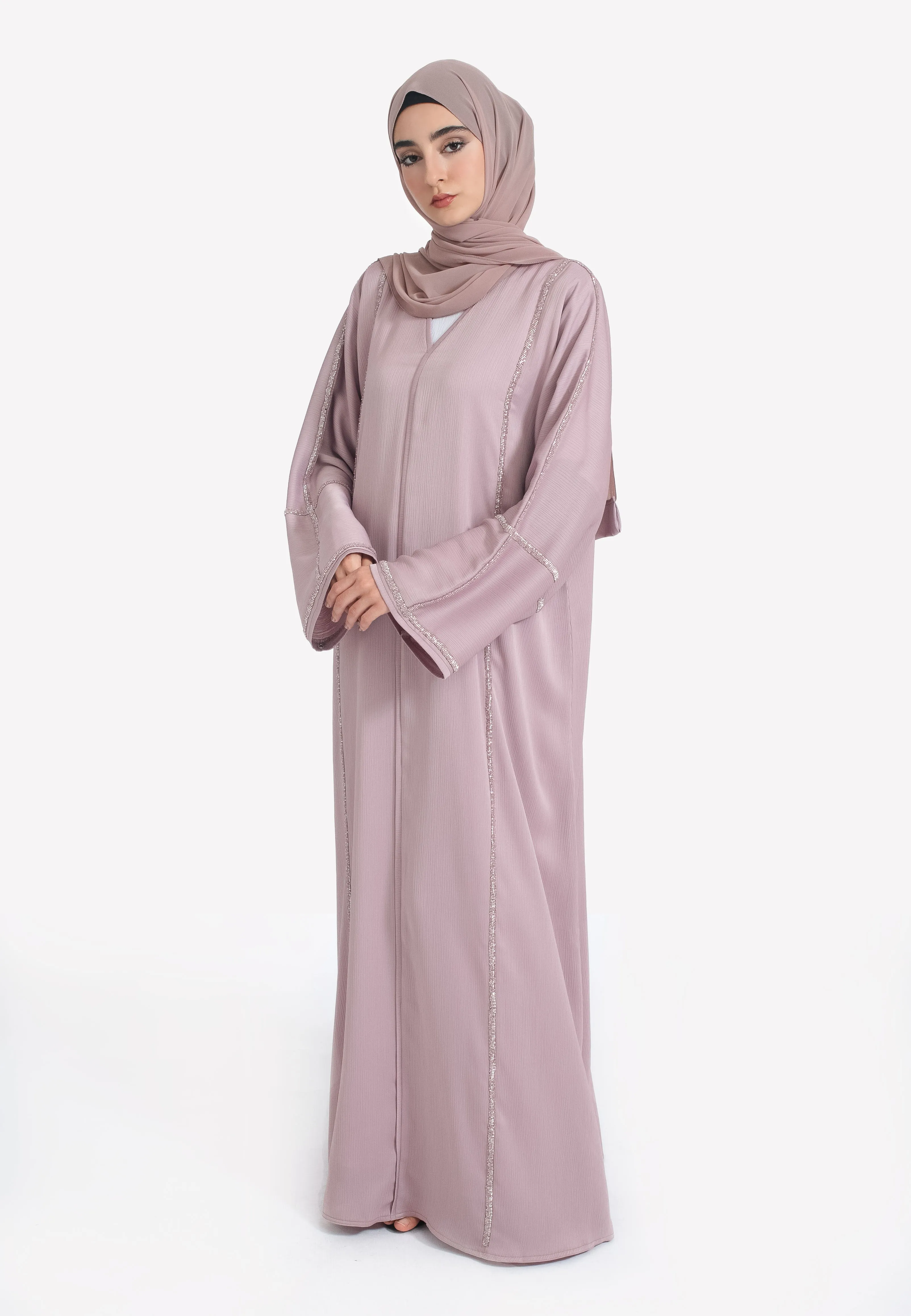 Stardust Pink Closed Embellished Abaya