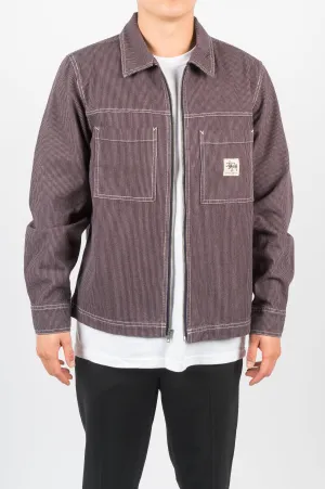 STUSSY OVERDYED HICKORY ZIP SHIRT PURPLE