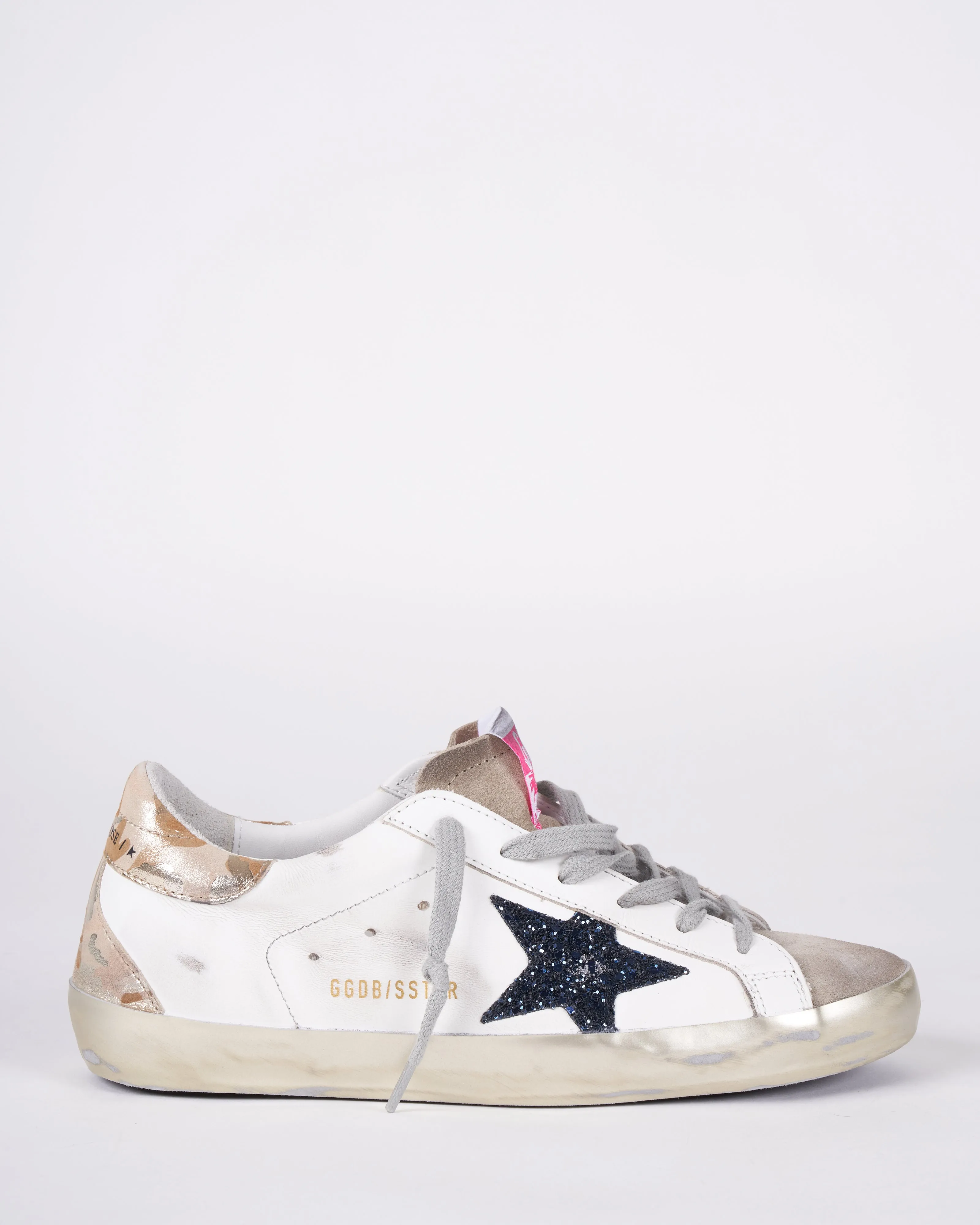 super-star leather upper suede toe glitter star laminated camouflage print leather heel and spur - white/taupe/night blue/camel camouflage 81519