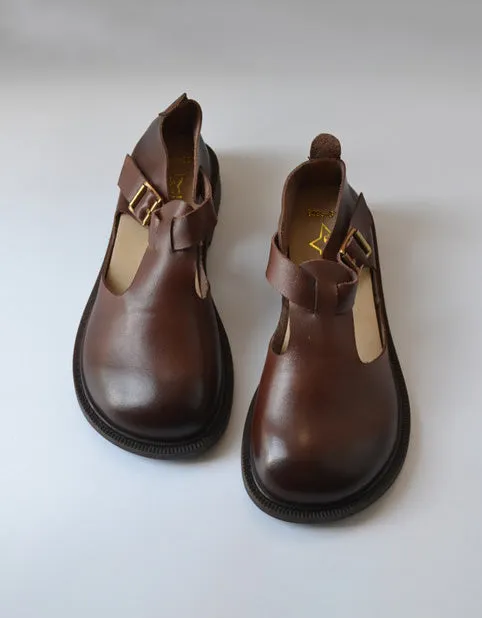 T-strap Wide Toe Box Shoes for Women 35-41