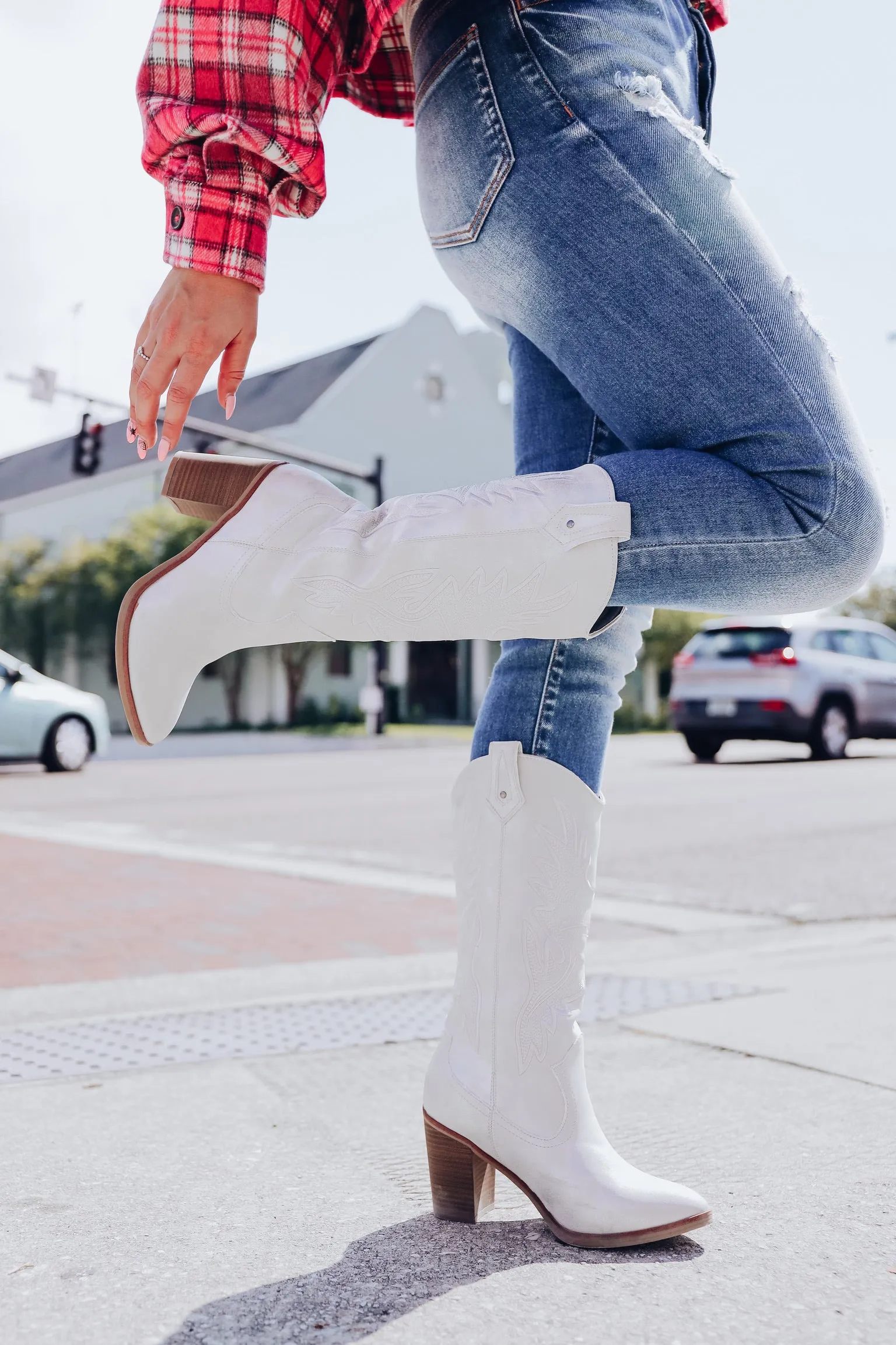 Taley Western Heeled Boot - Silver