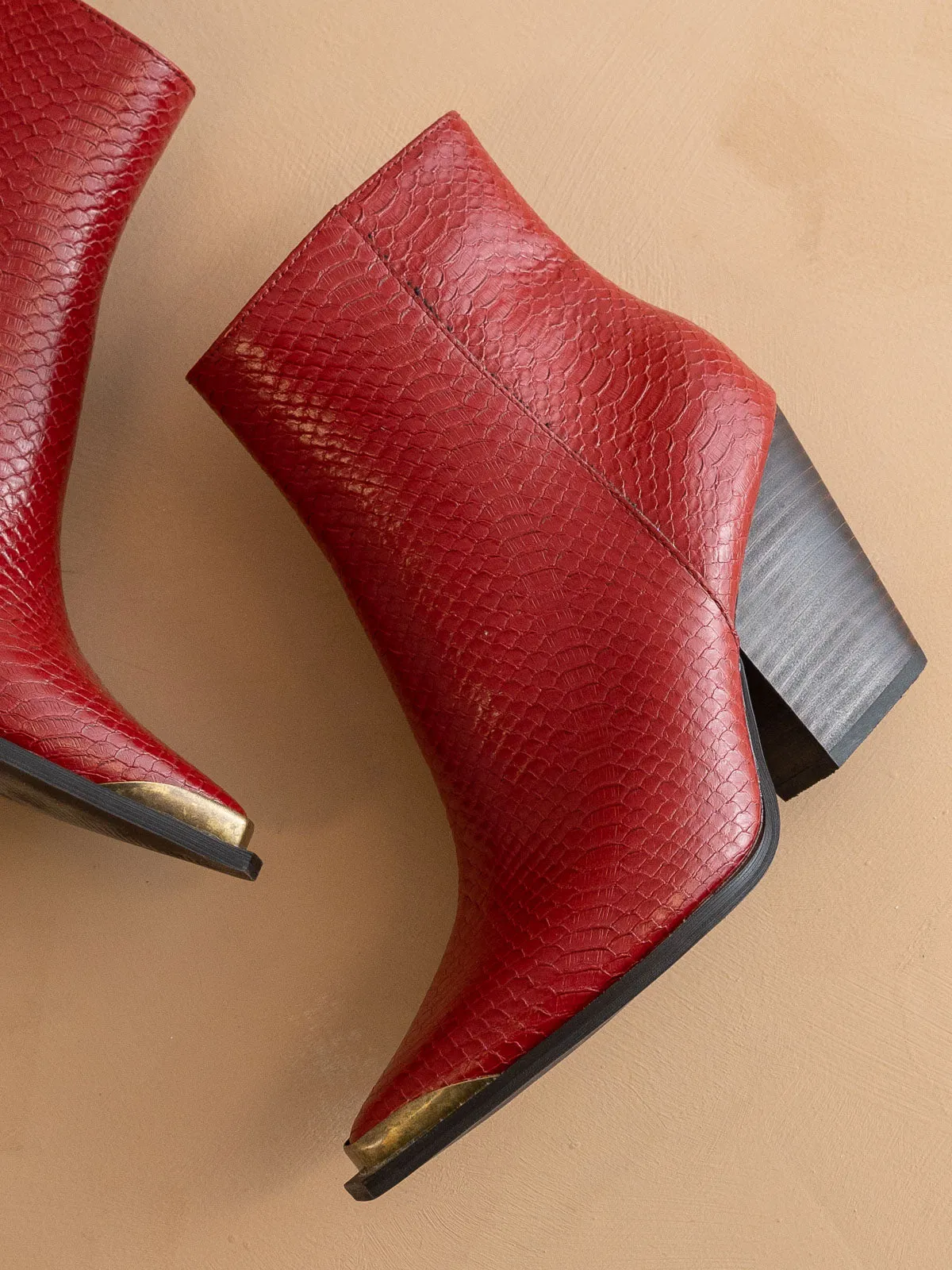 The Frankie | Red Pointed Toe Cap Bootie
