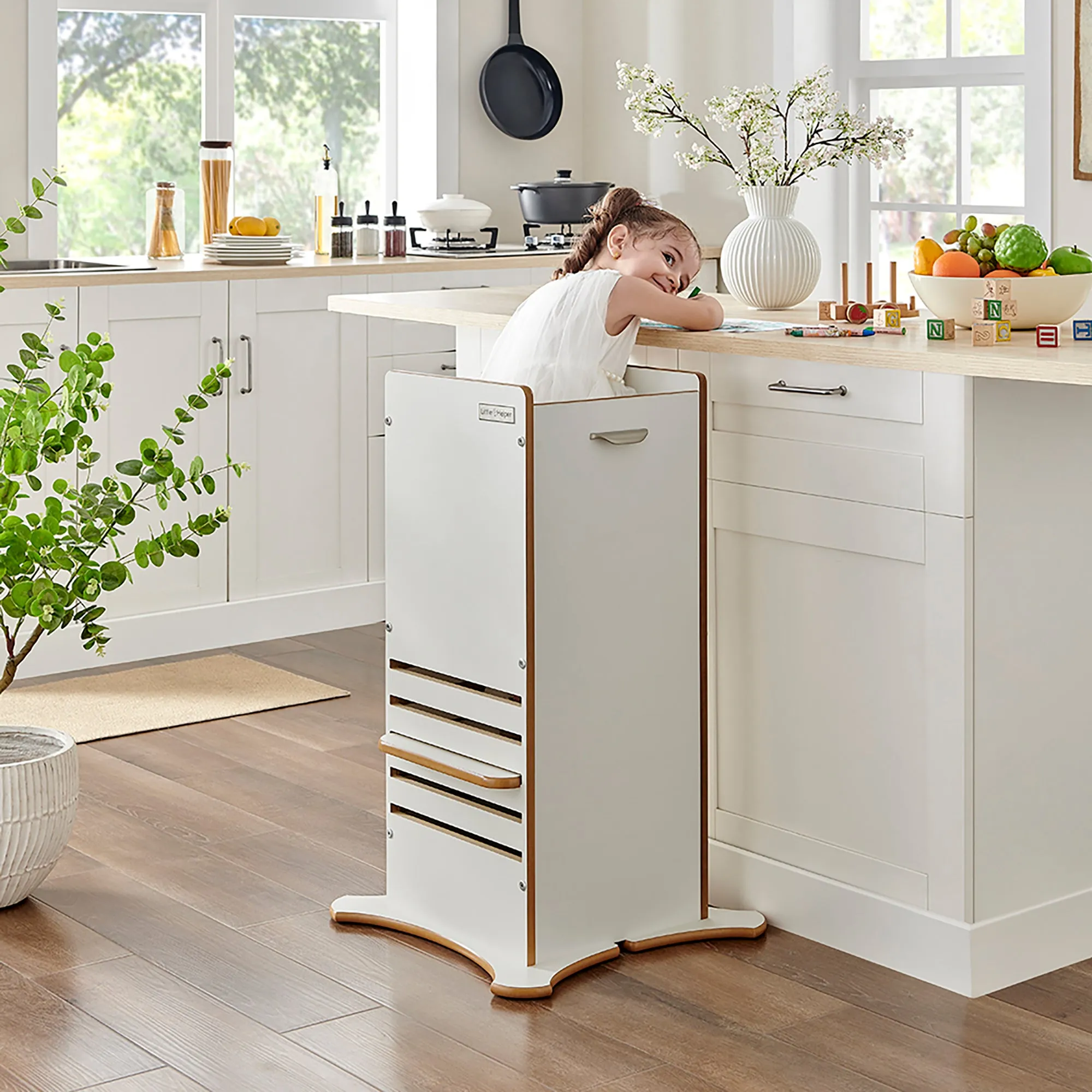 The Original Little Helper FunPod Toddler Tower | Learning Tower | Kitchen Helper Tower | Step Stool | White