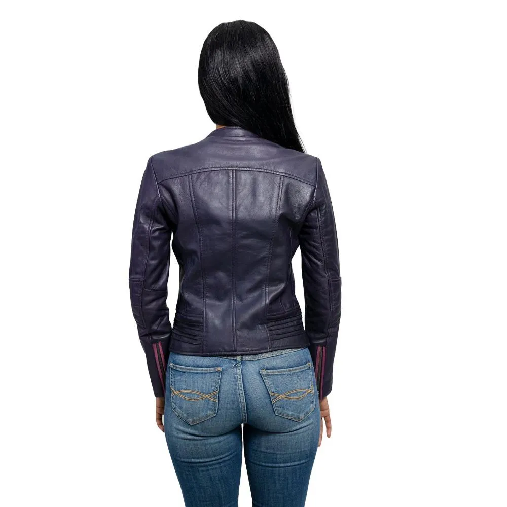 Trish - Women's Fashion Leather Jacket (Violet)