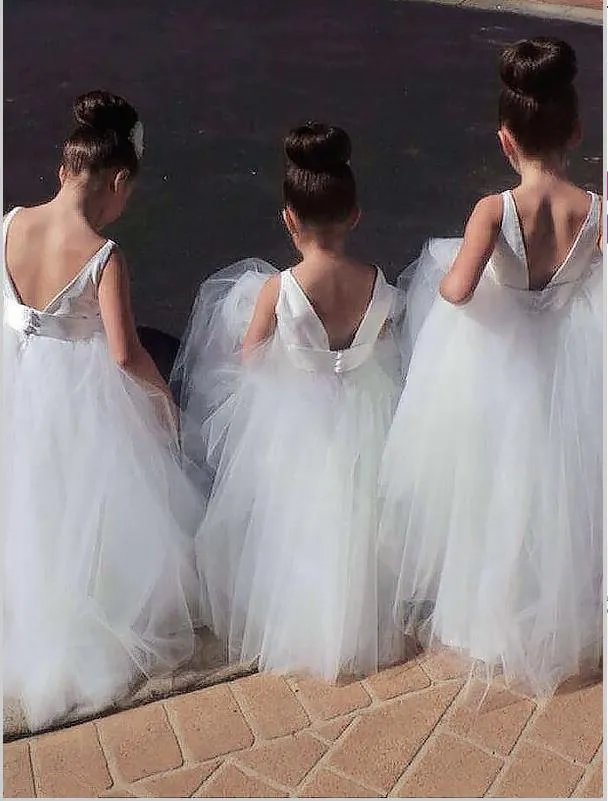 Tulle Sleeveless Floor Length Flower Girl Dresses Ball Gown