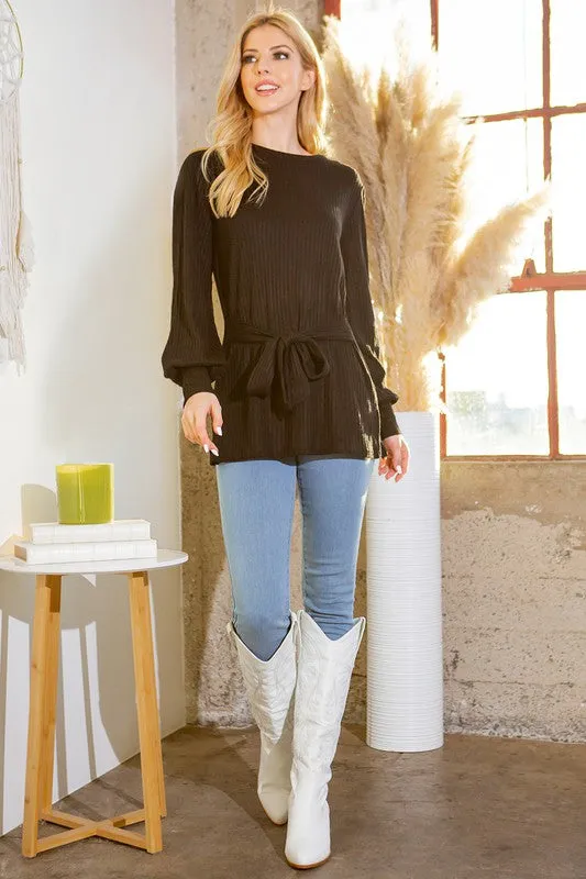 Tunic with Waist Tie -3 Colors