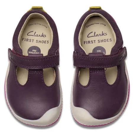 UK 2.5 Berry Roller Bright Velcro T-Bar Pre Walkers