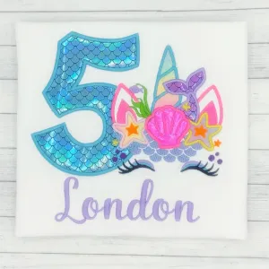 Unicorn Mermaid Girls Birthday Shirt (age 1-9)
