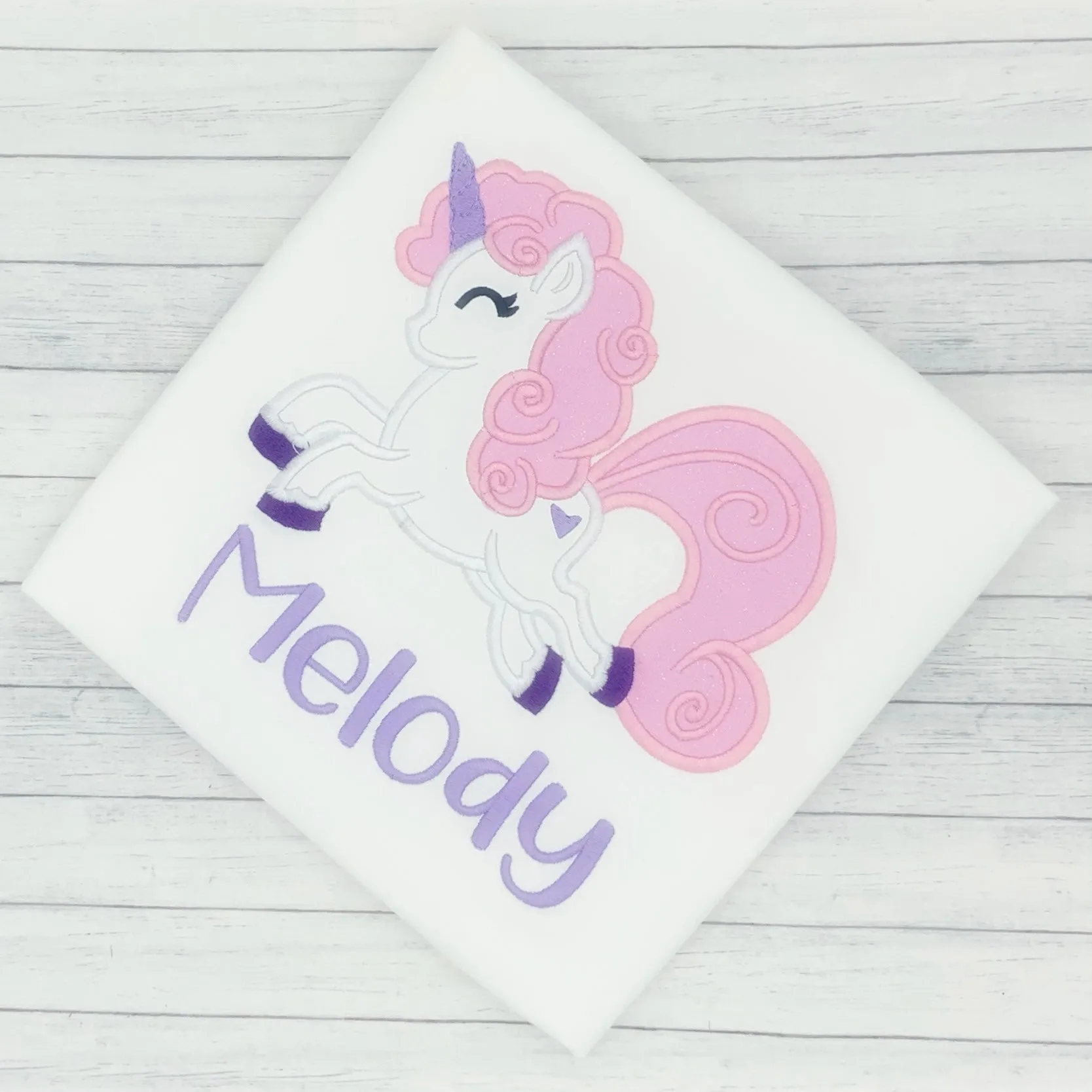 Unicorn Name Shirt w/ Pink Glitter Hair