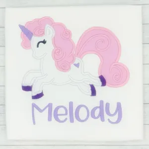 Unicorn Name Shirt w/ Pink Glitter Hair