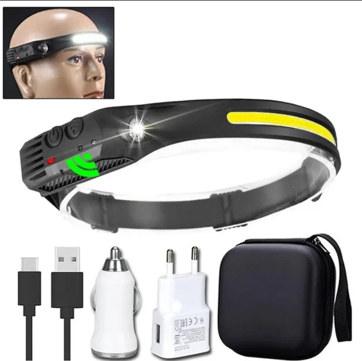 USB LED Induction Headlamp Flashlight | Rechargeable & Waterproof