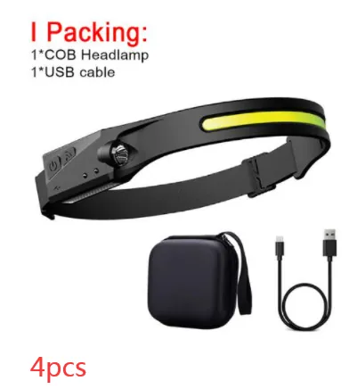 USB LED Induction Headlamp Flashlight | Rechargeable & Waterproof