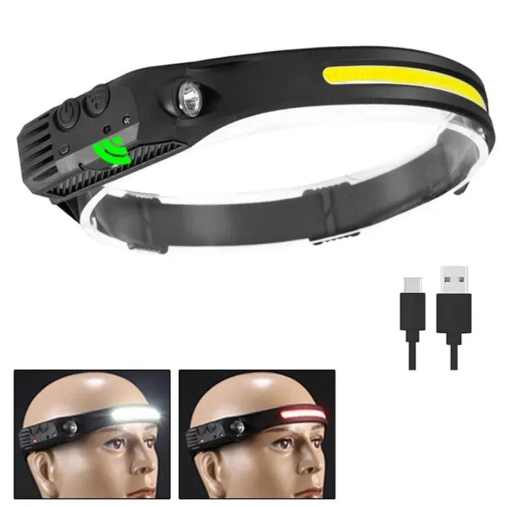 USB LED Induction Headlamp Flashlight | Rechargeable & Waterproof
