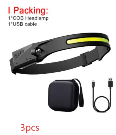USB LED Induction Headlamp Flashlight | Rechargeable & Waterproof