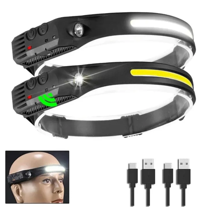 USB LED Induction Headlamp Flashlight | Rechargeable & Waterproof