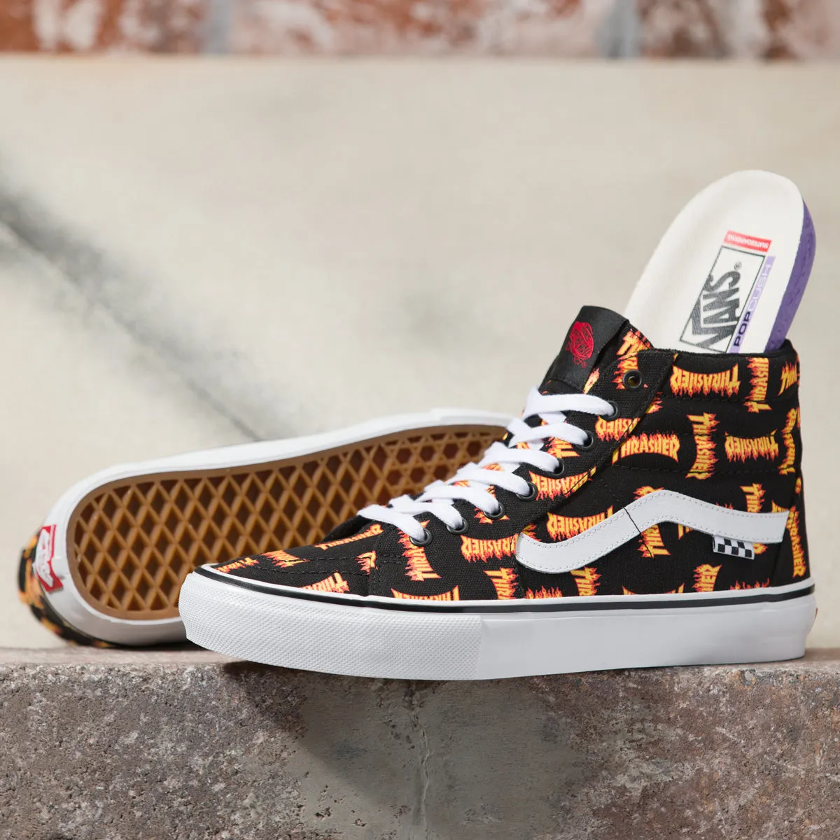 Vans Skate SK8-Hi Top Shoes - Thrasher Black/Multi