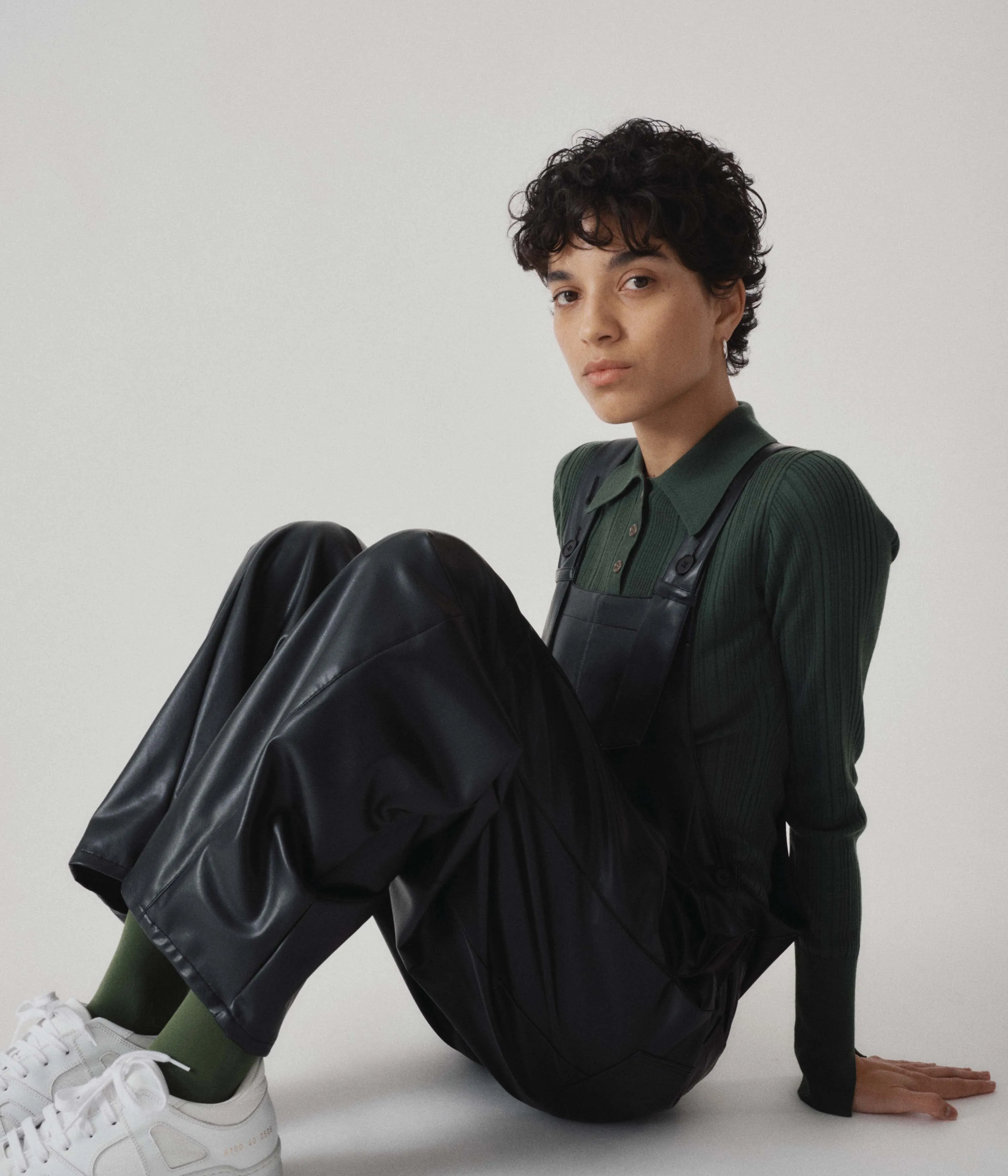 Vegan Leather Coverall in Black