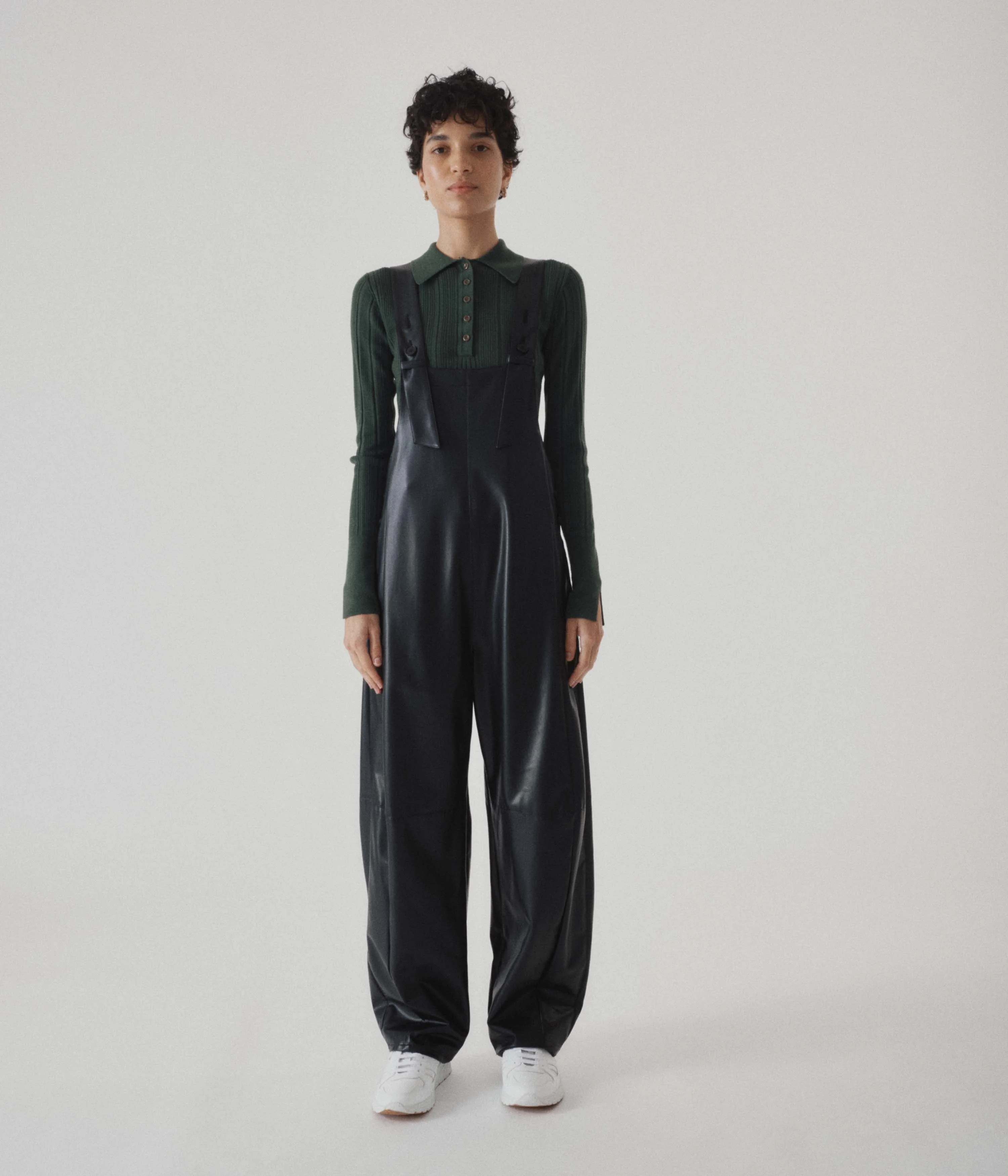 Vegan Leather Coverall in Black