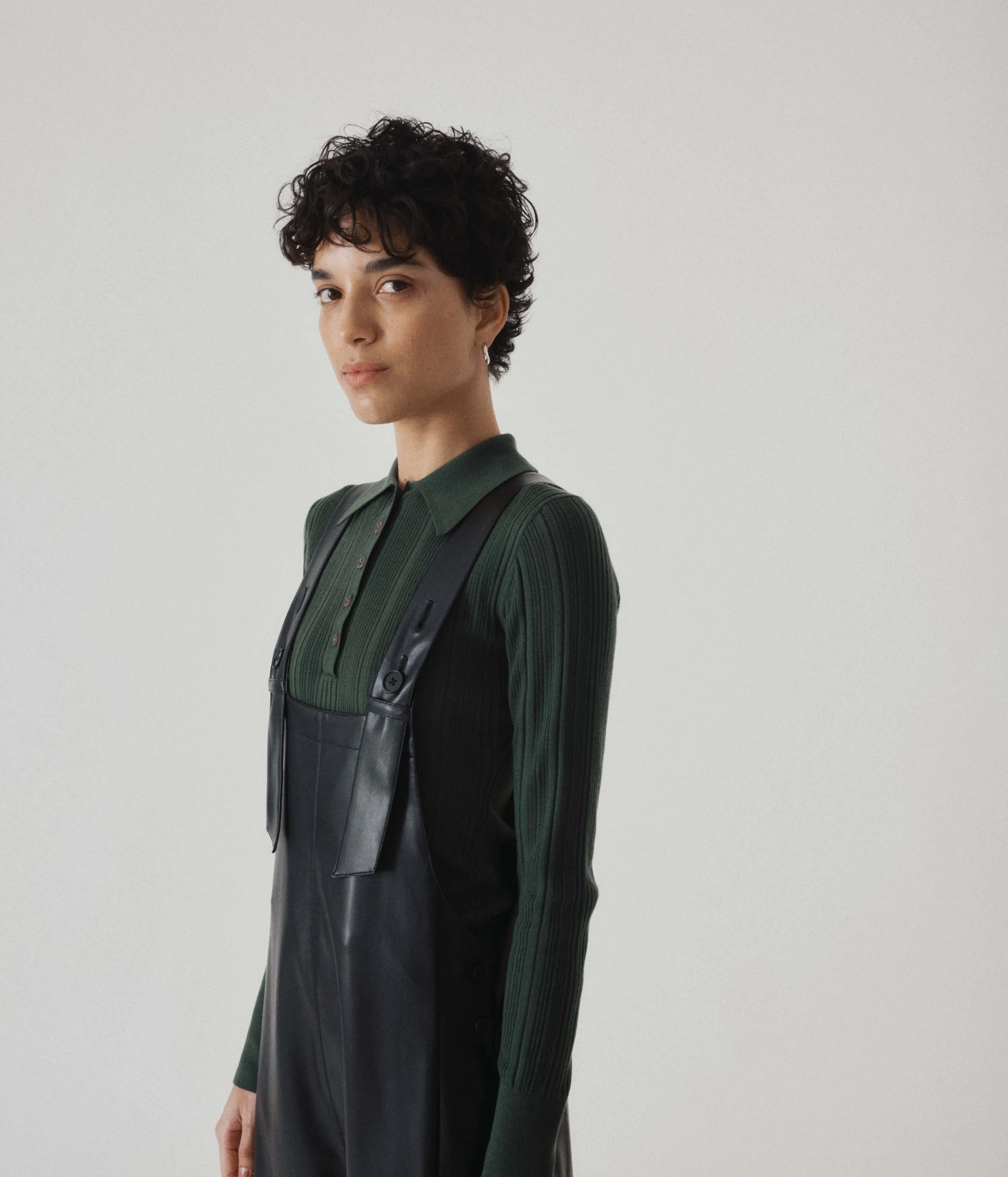 Vegan Leather Coverall in Black