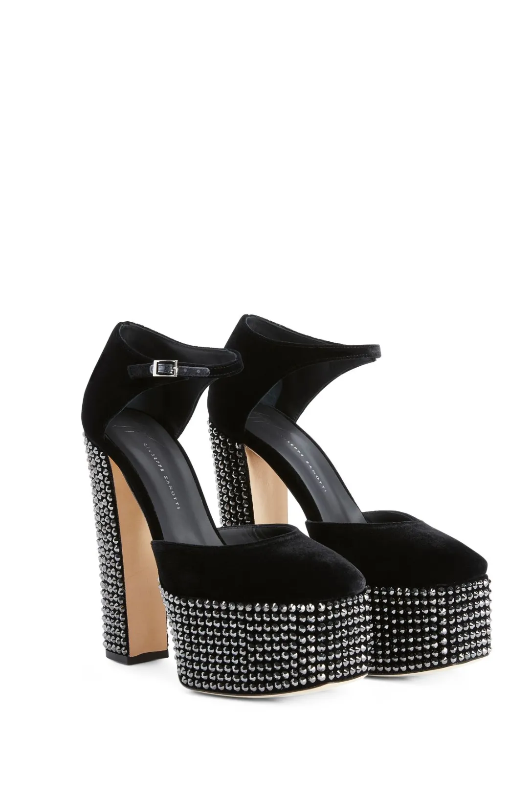 Velvet and Crystal Platforms | Black
