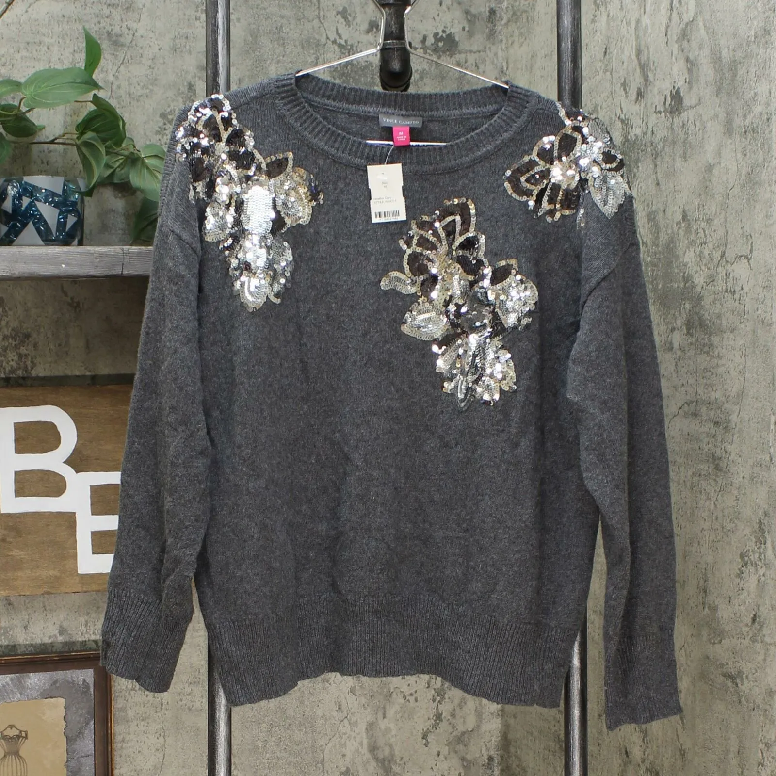 Vince Camuto Women's Embellished Floral Pullover Sweater