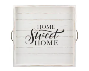 White distressed "Home Sweet Home" tray