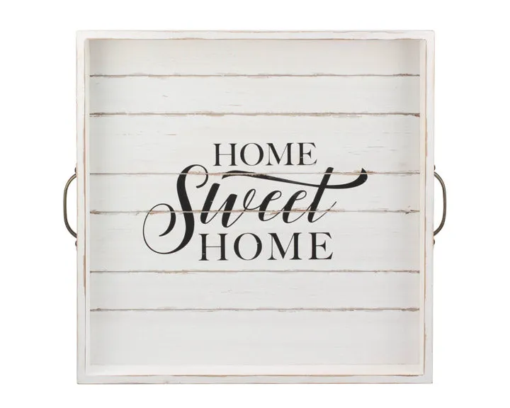 White distressed "Home Sweet Home" tray