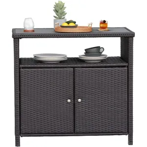 Wicker Storage Cabinet Indoor and Outdoor Waterproof Prep Bar Table