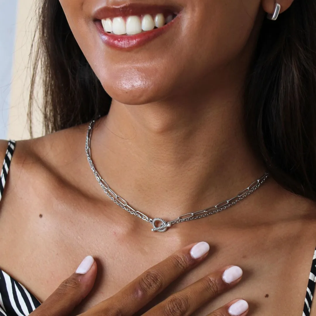 Willow T-Bar Necklace, Silver