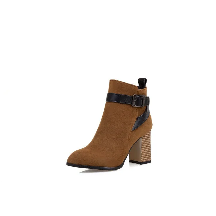 Women Buckle High Heel Ankle Boots
