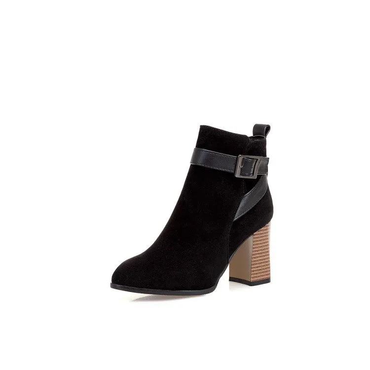Women Buckle High Heel Ankle Boots