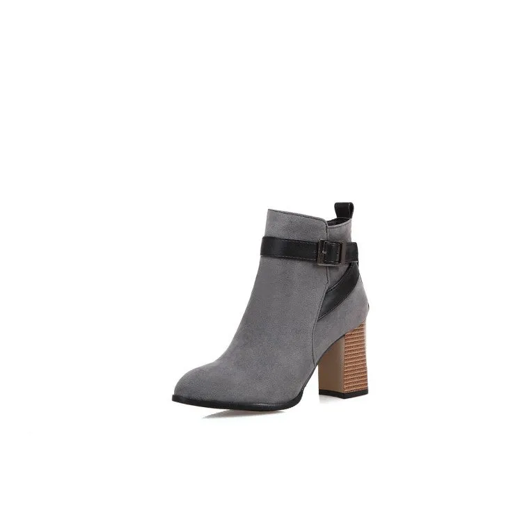 Women Buckle High Heel Ankle Boots