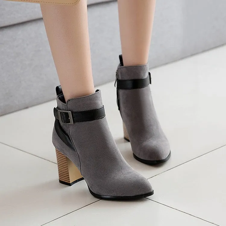 Women Buckle High Heel Ankle Boots