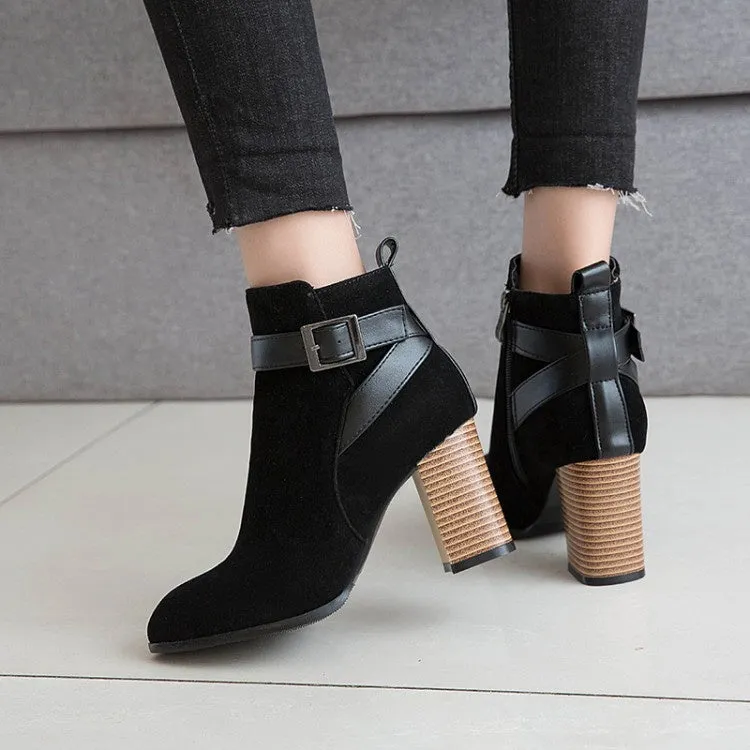 Women Buckle High Heel Ankle Boots