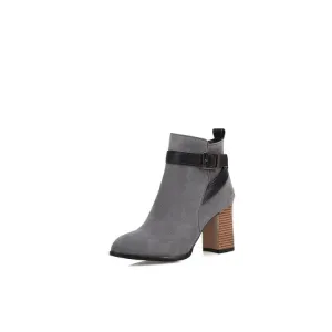 Women Buckle High Heel Ankle Boots