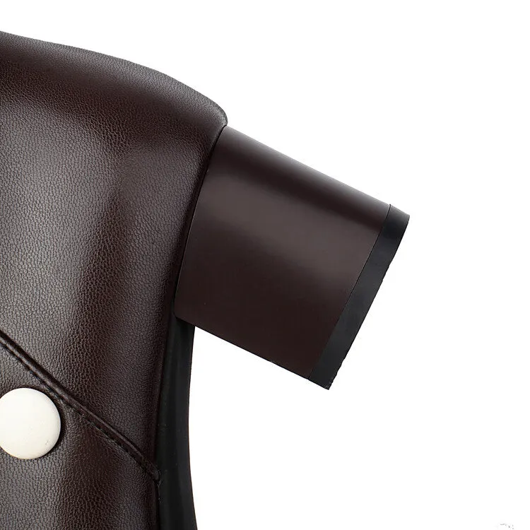 Women's Bowties Round Toe Block Heel Ankle Boots