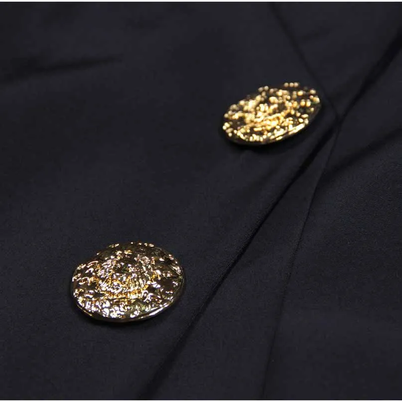 Women's Button-embellished Black Mini Blazer Dress