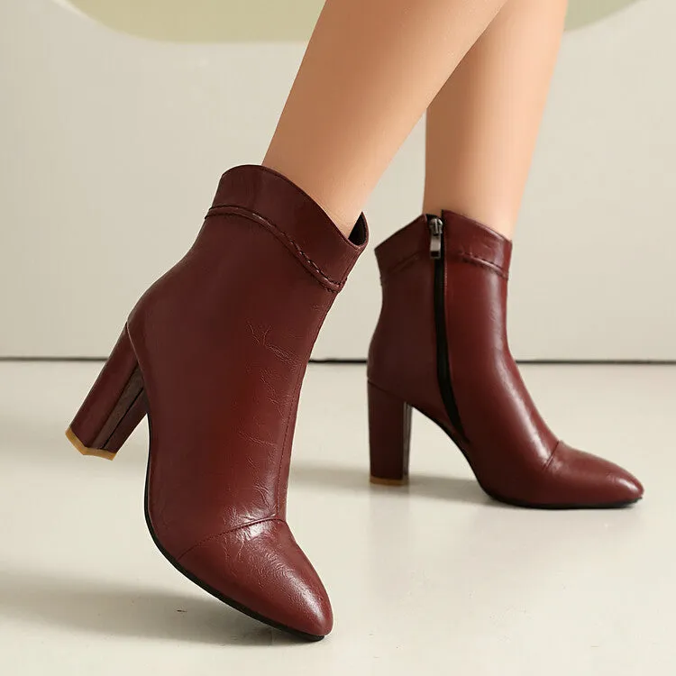 Women's Pointed Toe High Heel Ankle Boots