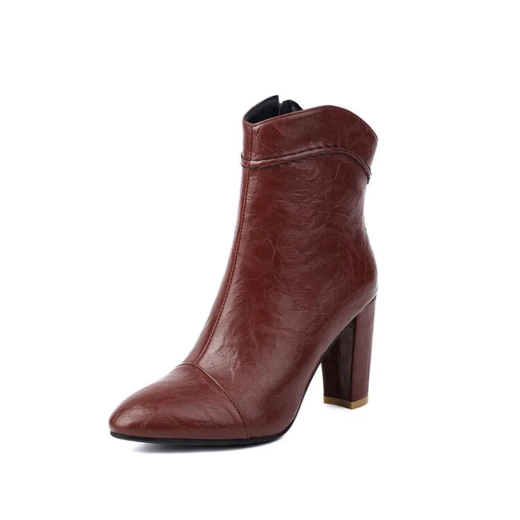 Women's Pointed Toe High Heel Ankle Boots