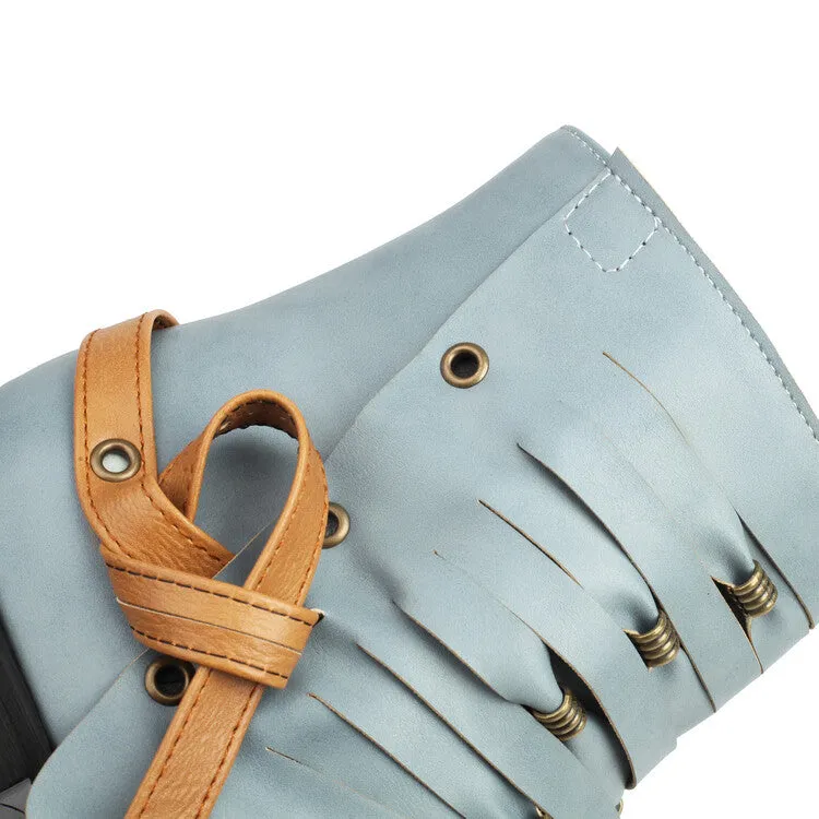 Women's Round Toe Straps Low Heel Ankle Boots